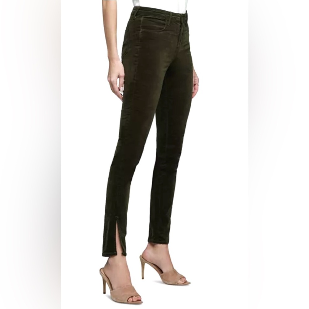 L'AGENCE NWT High-Rise Hunter Green Corduroy Velvet Josie Split Hem Jeans